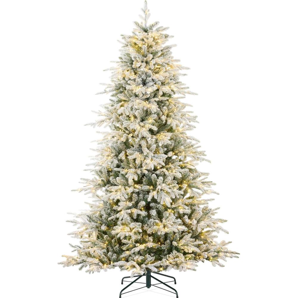 imageBest Choice Products Full Aspen Christmas Tree 6ft Prelit Realistic Noble Fir w 450 Glowing Micro LED Lights 2in1 White ampamp MulticolorFlocked