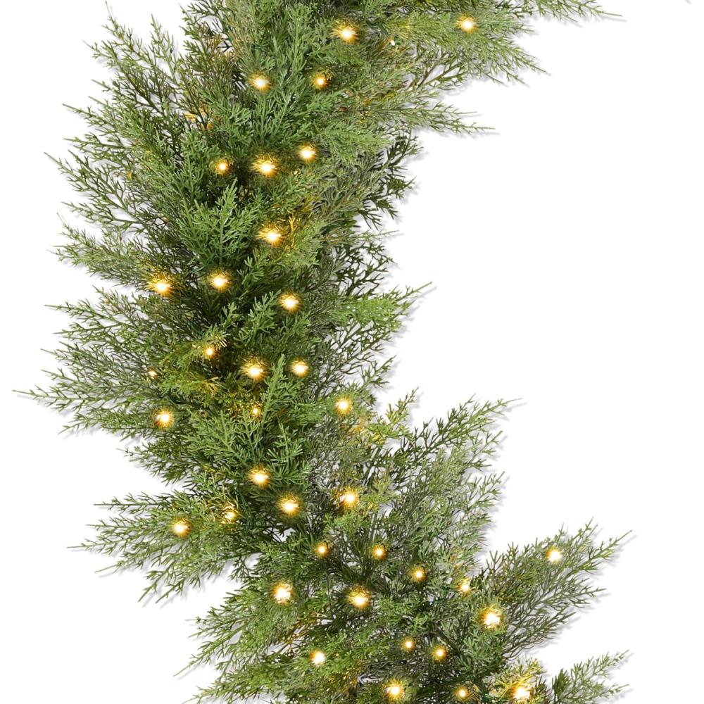 imageBest Choice Products PreLit Cedar Cypress Christmas Garland wTwinkling LEDs 9Ft Realistic Indoor Holiday Accent Decor for Door Mantle Battery6ft