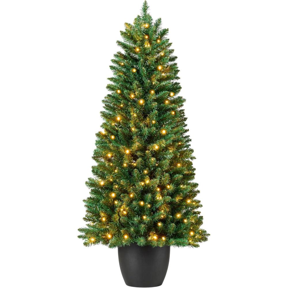 imageBest Choice Products Prelit Potted Pencil Christmas Tree 45Ft Artificial Lighted Holiday Dcor 175 Twinkling LEDs for Home Front Porch45ft