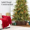 imageBest Choice Products 36in Christmas Tree Collar Solid Wood Slatted Tree Skirt Holiday Accessory for Home  WalnutWalnut
