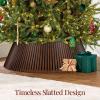 imageBest Choice Products 36in Christmas Tree Collar Solid Wood Slatted Tree Skirt Holiday Accessory for Home  WalnutWalnut