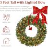 imageBest Choice Products 36in PreLit Christmas Wreath wBerries ampamp Pinecones Large Artificial IndoorOutdoor Decor for Door Mantel wRed Bow PluginDecorated