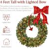 imageBest Choice Products 36in PreLit Christmas Wreath wBerries ampamp Pinecones Large Artificial IndoorOutdoor Decor for Door Mantel wRed Bow PluginDecorated