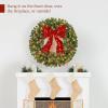 imageBest Choice Products 36in PreLit Christmas Wreath wBerries ampamp Pinecones Large Artificial IndoorOutdoor Decor for Door Mantel wRed Bow PluginDecorated