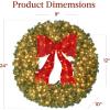 imageBest Choice Products 36in PreLit Christmas Wreath wBerries ampamp Pinecones Large Artificial IndoorOutdoor Decor for Door Mantel wRed Bow PluginGreen
