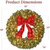 imageBest Choice Products 36in PreLit Christmas Wreath wBerries ampamp Pinecones Large Artificial IndoorOutdoor Decor for Door Mantel wRed Bow PluginGreen