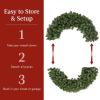 imageBest Choice Products 36in PreLit Christmas Wreath wBerries ampamp Pinecones Large Artificial IndoorOutdoor Decor for Door Mantel wRed Bow PluginGreen