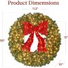 imageBest Choice Products 36in PreLit Christmas Wreath wBerries ampamp Pinecones Large Artificial IndoorOutdoor Decor for Door Mantel wRed Bow PluginGreen