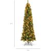 imageBest Choice Products 6ft PreLit Spruce Pencil Christmas Tree PreDecorated for Home Office Party Holiday Decoration w 618 Tips 250 Lights Pine Cones Metal Hinges ampamp Base  Green9ft