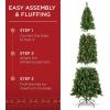 imageBest Choice Products 6ft PreLit Spruce Pencil Christmas Tree PreDecorated for Home Office Party Holiday Decoration w 618 Tips 250 Lights Pine Cones Metal Hinges ampamp Base  Green9ft