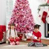 imageBest Choice Products Artificial Flocked Christmas Tree 6ft Premium PreLit Colorful Pine Holiday Dcor w250 Twinkle Lights Metal Base  Baby BluePink