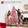 imageBest Choice Products Artificial Flocked Christmas Tree 6ft Premium PreLit Colorful Pine Holiday Dcor w250 Twinkle Lights Metal Base  Baby BluePink