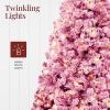 imageBest Choice Products Artificial Flocked Christmas Tree 6ft Premium PreLit Colorful Pine Holiday Dcor w250 Twinkle Lights Metal Base  Baby BluePink