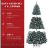 imageBest Choice Products Artificial Frosted Christmas Tree 6ft Premium PreLit Realistic Spruce Holiday Dcor wDense Branches Metal Base  Blue SpruceBlue Spruce  Frosted