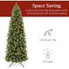 imageBest Choice Products Prelit Pencil Christmas Tree 9ft Premium Artificial Tree Realistic Lighted Spruce Holiday Decor w 2in1 LED Lights BaseGreen W White Lights