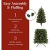 imageBest Choice Products Prelit Pencil Christmas Tree 9ft Premium Artificial Tree Realistic Lighted Spruce Holiday Decor w 2in1 LED Lights BaseGreen W White Lights