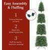 imageBest Choice Products Prelit Pencil Christmas Tree 9ft Premium Artificial Tree Realistic Lighted Spruce Holiday Decor w 2in1 LED Lights BaseGreen W White Lights