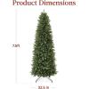 imageBest Choice Products Prelit Pencil Christmas Tree 9ft Premium Artificial Tree Realistic Lighted Spruce Holiday Decor w 2in1 LED Lights BaseGreen W White Lights