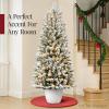 imageBest Choice Products Prelit Potted Flocked Pencil Christmas Tree 45Ft Artificial Lighted Holiday Dcor 175 Twinkling LEDs for Home Front Porch45ft