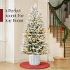 imageBest Choice Products Prelit Potted Pencil Christmas Tree 6Ft Flocked Realistic Artificial Lighted Holiday Dcor 250 Twinkling LEDs for Home Porch45ft