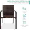 imageBest Choice Products Set of 2 Stackable Outdoor Wicker Dining Chairs AllWeather Firepit Armchair wArmrests Steel Frame for Patio Deck Garden Yard  BrownBrown