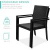 imageBest Choice Products Set of 2 Stackable Outdoor Wicker Dining Chairs AllWeather Firepit Armchair wArmrests Steel Frame for Patio Deck Garden Yard  BrownBlack