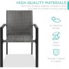 imageBest Choice Products Set of 2 Stackable Outdoor Wicker Dining Chairs AllWeather Firepit Armchair wArmrests Steel Frame for Patio Deck Garden Yard  BrownGrey