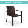 imageBest Choice Products Set of 2 Stackable Outdoor Wicker Dining Chairs AllWeather Firepit Armchair wArmrests Steel Frame for Patio Deck Garden Yard  BrownBrown