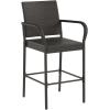 imageBest Choice Products Set of 2 Wicker Bar Stools Indoor Outdoor Bar Height Chairs wCushion Footrests Armrests for Backyard Patio Pool Garden Deck  GrayBrown