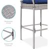 imageBest Choice Products Set of 2 Wicker Bar Stools Indoor Outdoor Bar Height Chairs wCushion Footrests Armrests for Backyard Patio Pool Garden Deck  GrayGrey