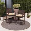 imageBest Choice Products Set of 2 Wicker Bar Stools Indoor Outdoor Bar Height Chairs wCushion Footrests Armrests for Backyard Patio Pool Garden Deck  GrayBrown
