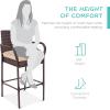 imageBest Choice Products Set of 2 Wicker Bar Stools Indoor Outdoor Bar Height Chairs wCushion Footrests Armrests for Backyard Patio Pool Garden Deck  GrayBrown