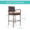 imageBest Choice Products Set of 2 Wicker Bar Stools Indoor Outdoor Bar Height Chairs wCushion Footrests Armrests for Backyard Patio Pool Garden Deck  GrayBrown