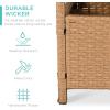 imageBest Choice Products Wicker Side Table with Umbrella Hole Square PE Rattan Outdoor End Table for Patio Garden Poolside Deck wUVResistant Frame Storage Space  BrownNatural