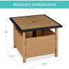 imageBest Choice Products Wicker Side Table with Umbrella Hole Square PE Rattan Outdoor End Table for Patio Garden Poolside Deck wUVResistant Frame Storage Space  BrownNatural