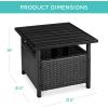imageBest Choice Products Wicker Side Table with Umbrella Hole Square PE Rattan Outdoor End Table for Patio Garden Poolside Deck wUVResistant Frame Storage Space  BrownBlack