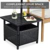 imageBest Choice Products Wicker Side Table with Umbrella Hole Square PE Rattan Outdoor End Table for Patio Garden Poolside Deck wUVResistant Frame Storage Space  BrownBlack