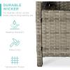 imageBest Choice Products Wicker Side Table with Umbrella Hole Square PE Rattan Outdoor End Table for Patio Garden Poolside Deck wUVResistant Frame Storage Space  BrownTaupe