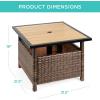 imageBest Choice Products Wicker Side Table with Umbrella Hole Square PE Rattan Outdoor End Table for Patio Garden Poolside Deck wUVResistant Frame Storage Space  BrownBrown