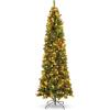 imageBest Choice Products 6ft PreLit Spruce Pencil Christmas Tree PreDecorated for Home Office Party Holiday Decoration w 618 Tips 250 Lights Pine Cones Metal Hinges ampamp Base  Green9ft