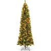 imageBest Choice Products 6ft PreLit Spruce Pencil Christmas Tree PreDecorated for Home Office Party Holiday Decoration w 618 Tips 250 Lights Pine Cones Metal Hinges ampamp Base  Green12ft