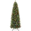 imageBest Choice Products Prelit Pencil Christmas Tree 9ft Premium Artificial Tree Realistic Lighted Spruce Holiday Decor w 2in1 LED Lights BaseGreen W Multicolor Lights