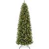 imageBest Choice Products Prelit Pencil Christmas Tree 9ft Premium Artificial Tree Realistic Lighted Spruce Holiday Decor w 2in1 LED Lights BaseGreen W White Lights