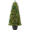 imageBest Choice Products Prelit Potted Pencil Christmas Tree 45Ft Artificial Lighted Holiday Dcor 175 Twinkling LEDs for Home Front Porch45ft