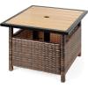 imageBest Choice Products Wicker Side Table with Umbrella Hole Square PE Rattan Outdoor End Table for Patio Garden Poolside Deck wUVResistant Frame Storage Space  BrownBrown