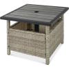 imageBest Choice Products Wicker Side Table with Umbrella Hole Square PE Rattan Outdoor End Table for Patio Garden Poolside Deck wUVResistant Frame Storage Space  BrownGrey