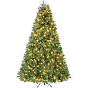 imageBest Choice Products 6ft PreLit Scotch Pine Christmas Tree Premium Frosted PreDecorated Artificial Holiday Decor w 946 Branch Tips 2in1 White and Multicolor LED Lights Cordless SetupGreen