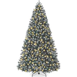 imageBest Choice Products Artificial Frosted Christmas Tree 6ft Premium PreLit Realistic Spruce Holiday Dcor wDense Branches Metal Base  Blue SpruceBlue Spruce  Frosted