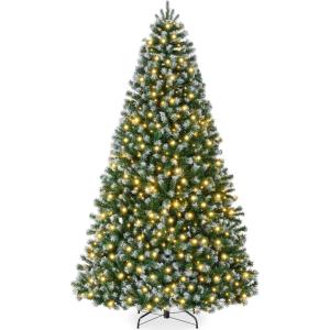 imageBest Choice Products Artificial Frosted Christmas Tree 6ft Premium PreLit Realistic Spruce Holiday Dcor wDense Branches Metal Base  Blue SpruceGreen Spruce  Frosted