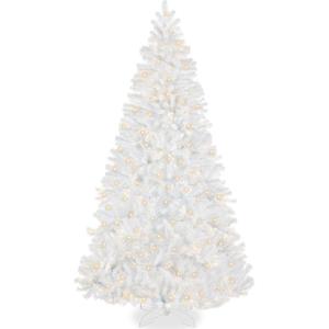 imageBest Choice Products Artificial Frosted Christmas Tree 6ft Premium PreLit Realistic Spruce Holiday Dcor wDense Branches Metal Base  Blue SpruceWhite Spruce
